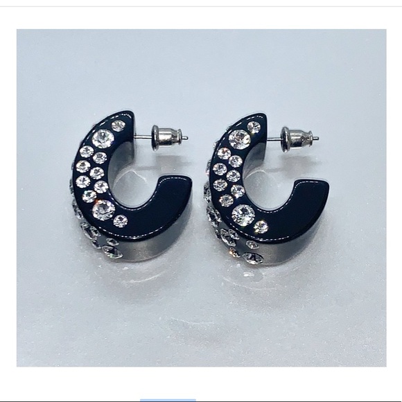 Acrylic Hoop Earrings Embellished With Genuine “Crystal Stone Elements” New! - Picture 7 of 9